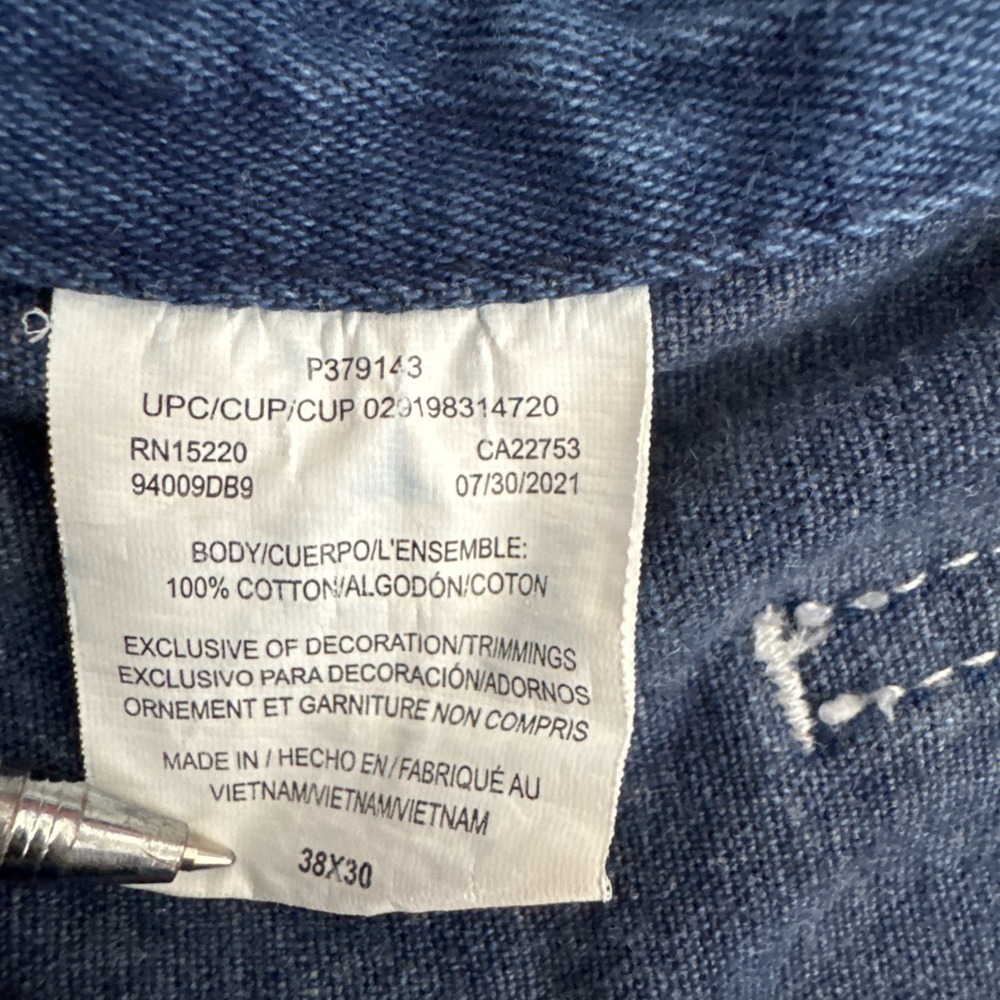 Big Smith Mens Blue Denim Bib Overalls 38x30 Medium Wash Workwear Cotton XL - Picture 12 of 15
